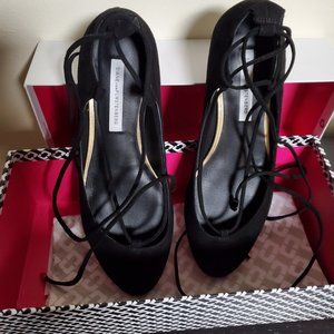 Diane Von Furstenberg Paris Lace-up Suede Flats